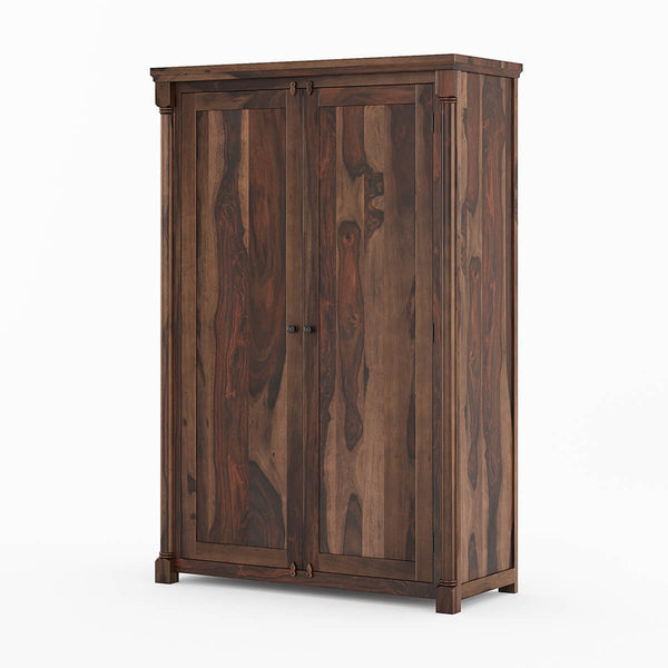 Claire Solid Sheesham Wood 2 Door Wardrobe In Provincial Teak Finish