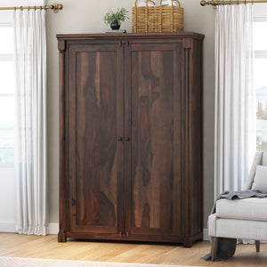 Claire Solid Sheesham Wood 2 Door Wardrobe In Provincial Teak Finish