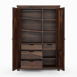 Claire Solid Sheesham Wood 2 Door Wardrobe In Provincial Teak Finish