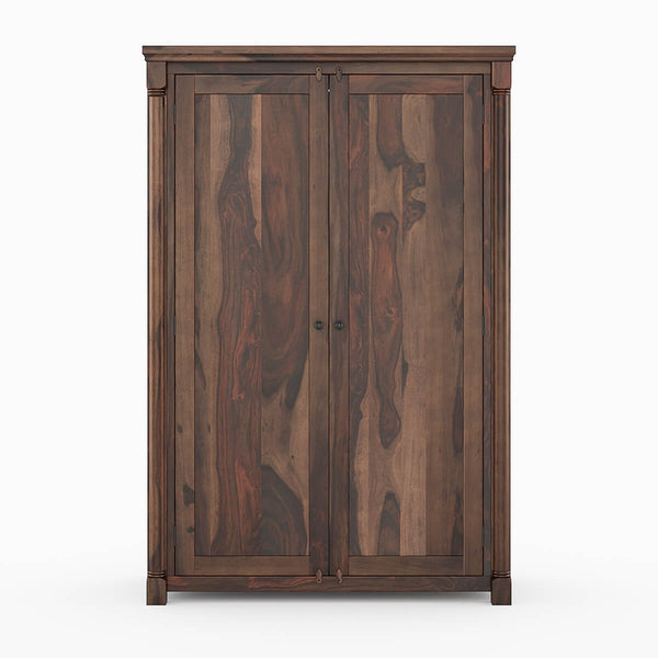 Claire Solid Sheesham Wood 2 Door Wardrobe In Provincial Teak Finish