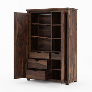 Claire Solid Sheesham Wood 2 Door Wardrobe In Provincial Teak Finish