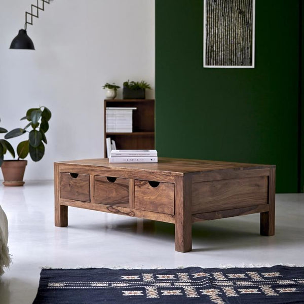 Solid Wood Shhesham Coffee Table With 3 Drawers