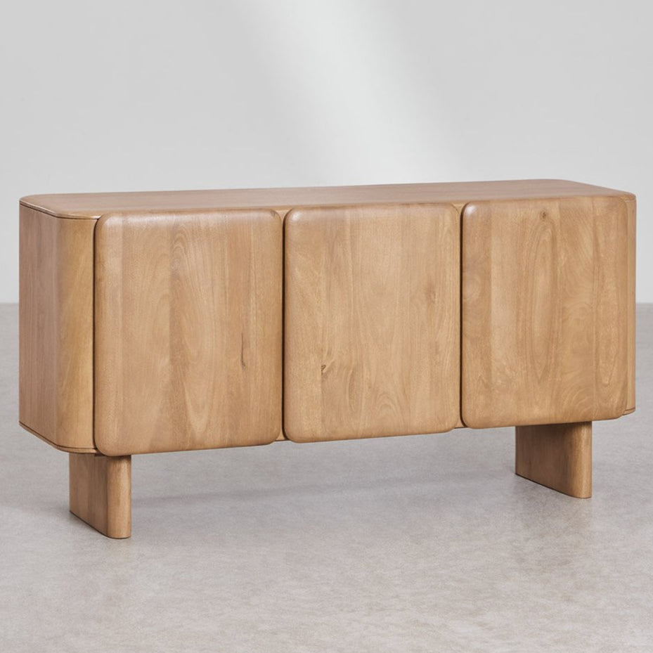 Adonis Solid Mango wood Sideboard with 3 Door in White Wash Finish