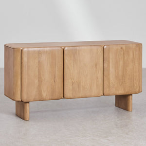 Adonis Solid Mango wood Sideboard with 3 Door in White Wash Finish