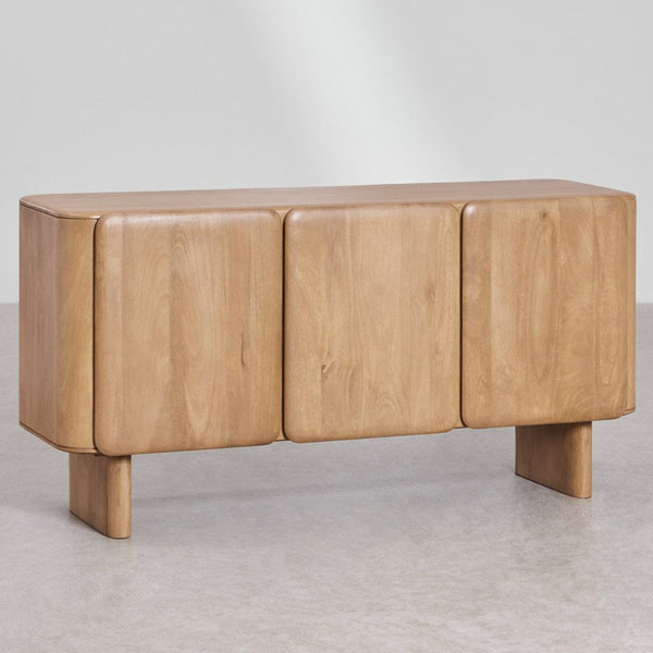Adonis Solid Mango wood Sideboard with 3 Door in White Wash Finish