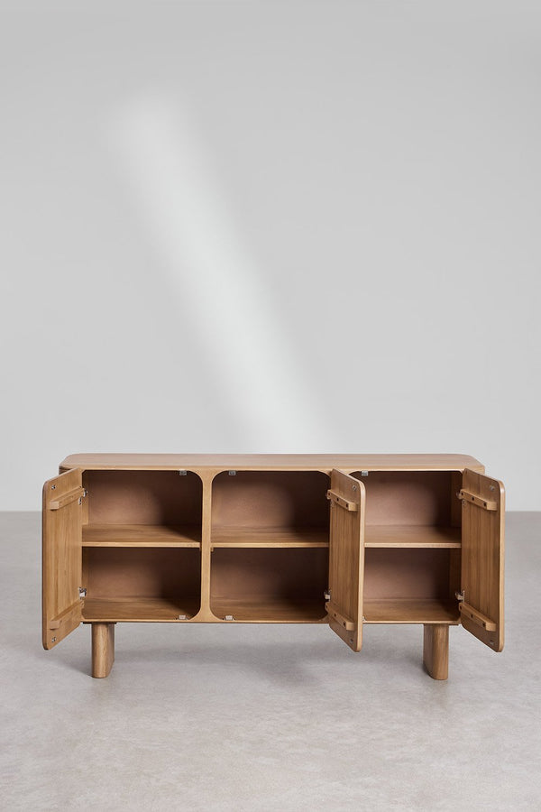 Adonis Solid Mango wood Sideboard with 3 Door in White Wash Finish