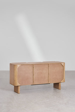 Adonis Solid Mango wood Sideboard with 3 Door in White Wash Finish
