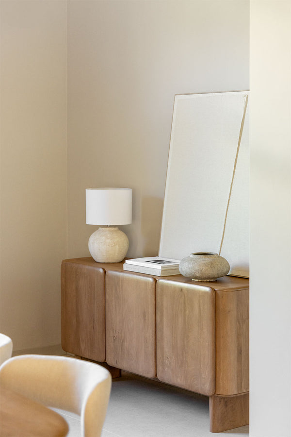 Adonis Solid Mango wood Sideboard with 3 Door in White Wash Finish