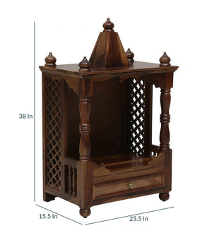 Hami Sheesham Wood Prayer Unit In Provincial Teak Finish