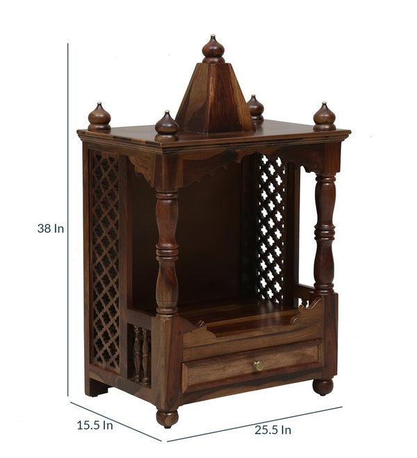 Hami Sheesham Wood Prayer Unit In Provincial Teak Finish