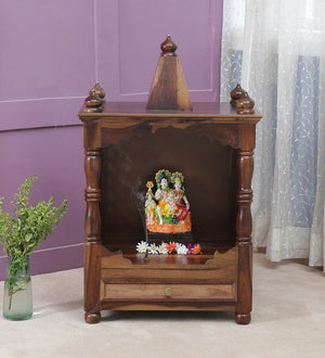 Hami Sheesham Wood Prayer Unit In Provincial Teak Finish