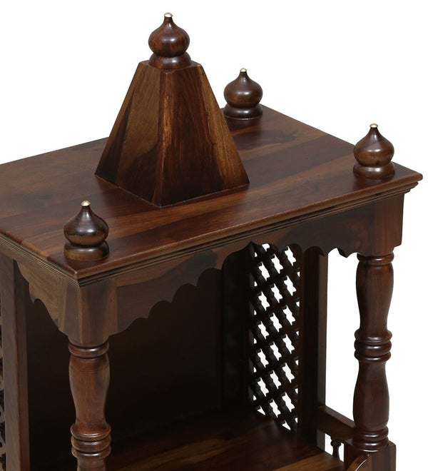 Hami Sheesham Wood Prayer Unit In Provincial Teak Finish