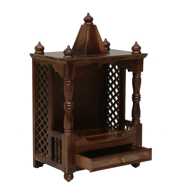 Hami Sheesham Wood Prayer Unit In Provincial Teak Finish