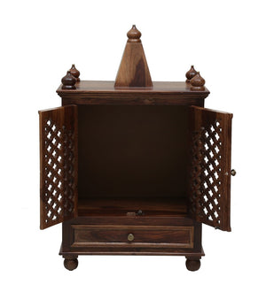 Lita Sheesham Wood Prayer Unit In Provincial Teak Finish