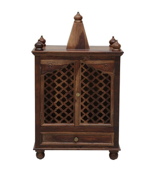 Lita Sheesham Wood Prayer Unit In Provincial Teak Finish