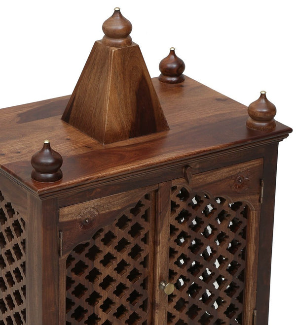 Lita Sheesham Wood Prayer Unit In Provincial Teak Finish