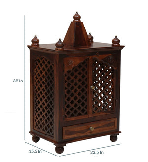 Xman Sheesham Wood Prayer Unit In Provincial Teak Finish
