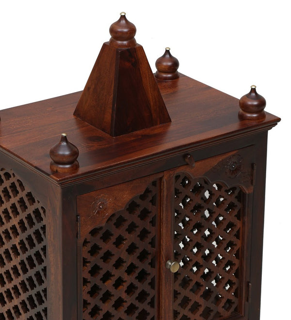 Xman Sheesham Wood Prayer Unit In Provincial Teak Finish