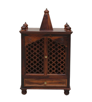 Xman Sheesham Wood Prayer Unit In Provincial Teak Finish