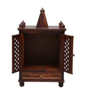 Xman Sheesham Wood Prayer Unit In Provincial Teak Finish