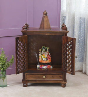 Kaa Sheesham Wood Prayer Unit In Provincial Teak Finish