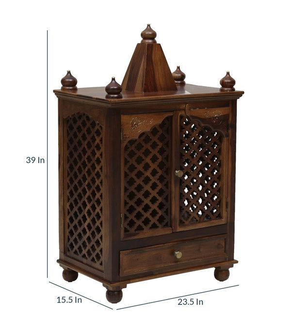 Kaa Sheesham Wood Prayer Unit In Provincial Teak Finish