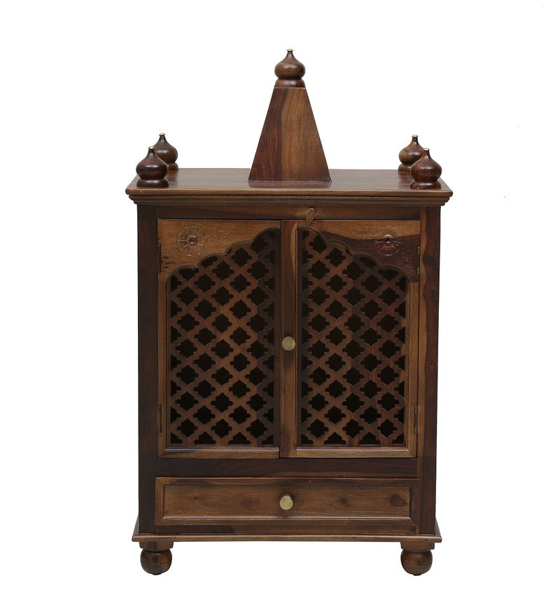 Kaa Sheesham Wood Prayer Unit In Provincial Teak Finish