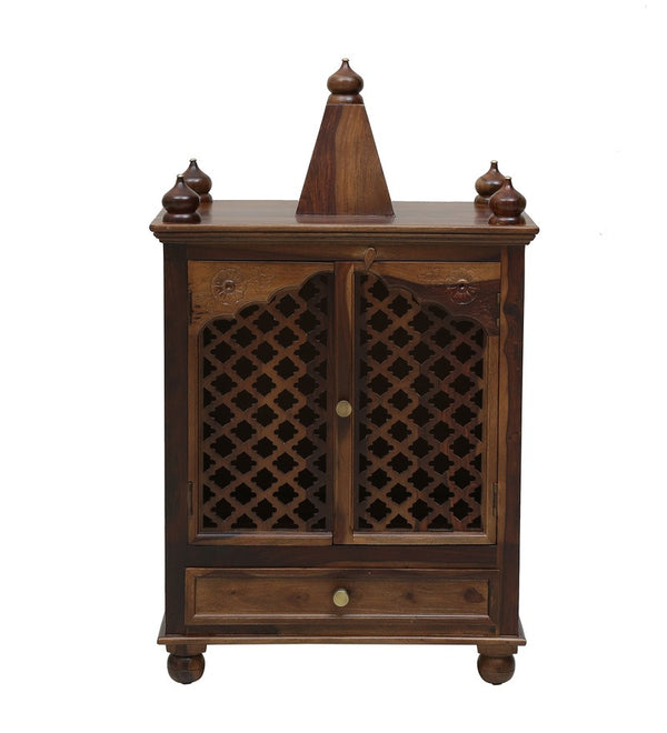 Kaa Sheesham Wood Prayer Unit In Provincial Teak Finish