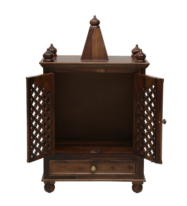 Kaa Sheesham Wood Prayer Unit In Provincial Teak Finish