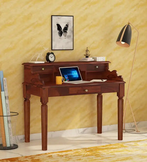 Sipo Sheesham Wood Study Table In Honey Oak Finish