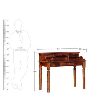 Sipo Sheesham Wood Study Table In Honey Oak Finish