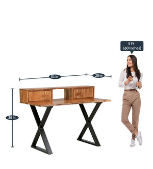 Shado Acacia Wood Study Table in Natural Finish