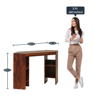 hsha Sheesham Wood Study Table in Teak Finish