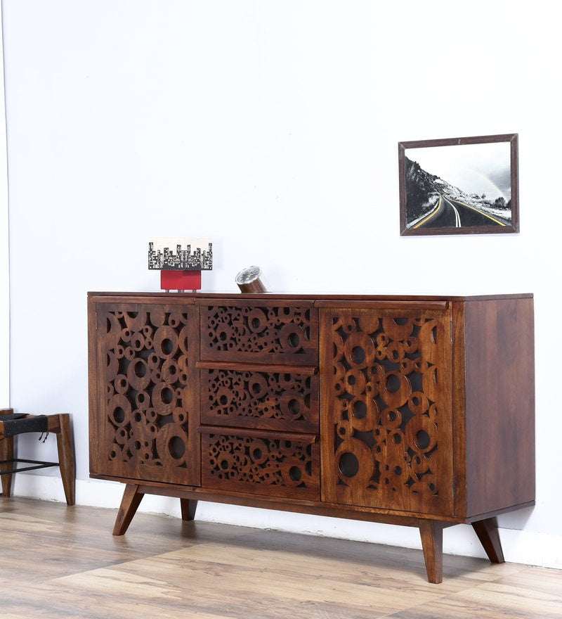 Lifty Sheesham Wood Sideboard In Provincial Teak Finish