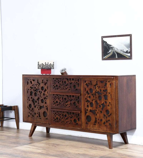 Lifty Sheesham Wood Sideboard In Provincial Teak Finish