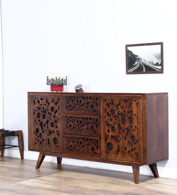 Lifty Sheesham Wood Sideboard In Provincial Teak Finish