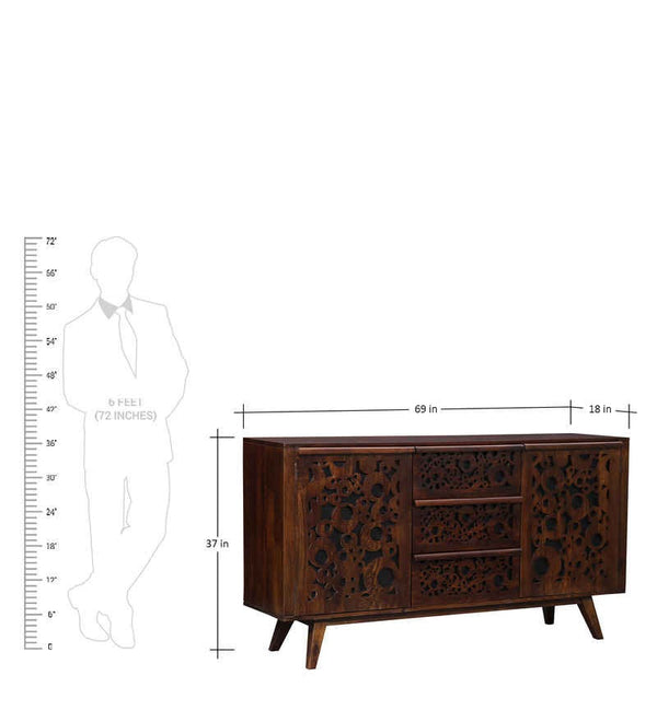 Lifty Sheesham Wood Sideboard In Provincial Teak Finish