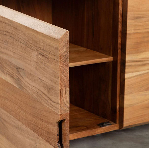 Riverhedge Solid Acacia wood Sideboard with 6 Drawers in Natural Finish