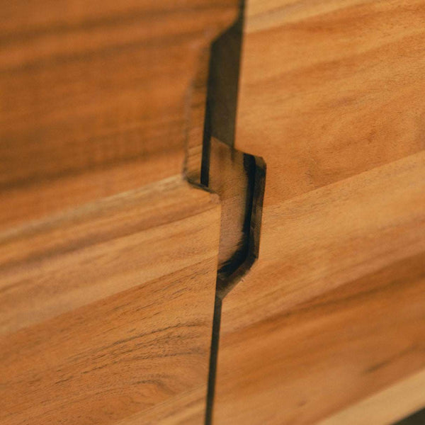 Riverhedge Solid Acacia wood Sideboard with 6 Drawers in Natural Finish