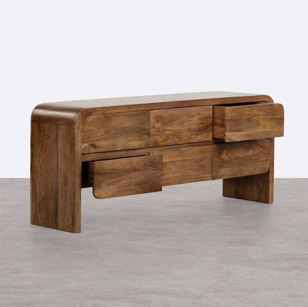 Stigen Solid Mango Wood Sideboard with 6 Drawers in Provincial teak Finish
