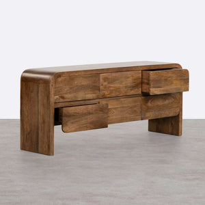 Stigen Solid Mango Wood Sideboard with 6 Drawers in Provincial teak Finish