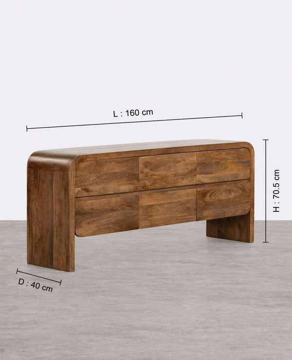 Stigen Solid Mango Wood Sideboard with 6 Drawers in Provincial teak Finish