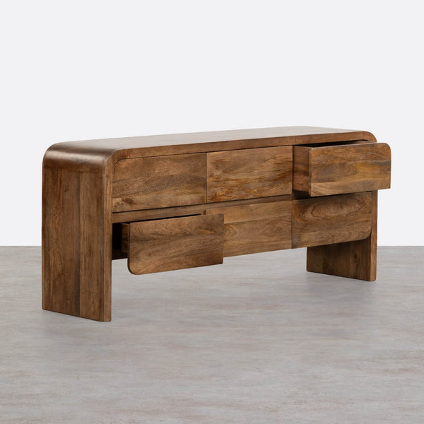 Stigen Solid Mango Wood Sideboard with 6 Drawers in Provincial teak Finish