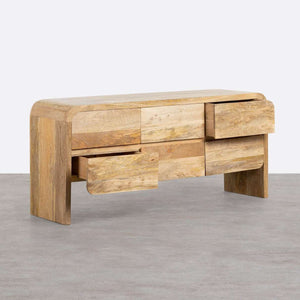 Stigen Solid Mango Wood Sideboard with 6 Drawers in Natural Finish