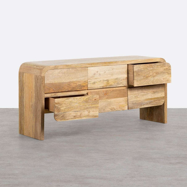 Stigen Solid Mango Wood Sideboard with 6 Drawers in Natural Finish