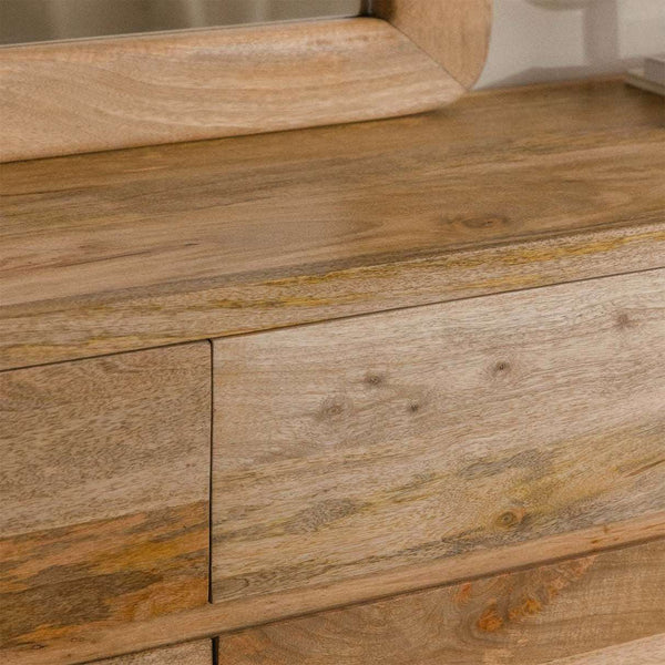 Stigen Solid Mango Wood Sideboard with 6 Drawers in Natural Finish