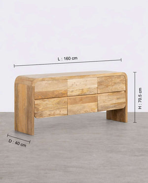 Stigen Solid Mango Wood Sideboard with 6 Drawers in Natural Finish