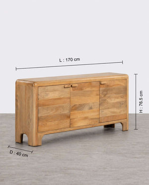 Wiemar Solid Mango Wood Sideboard with 3 Door in Natural Finish