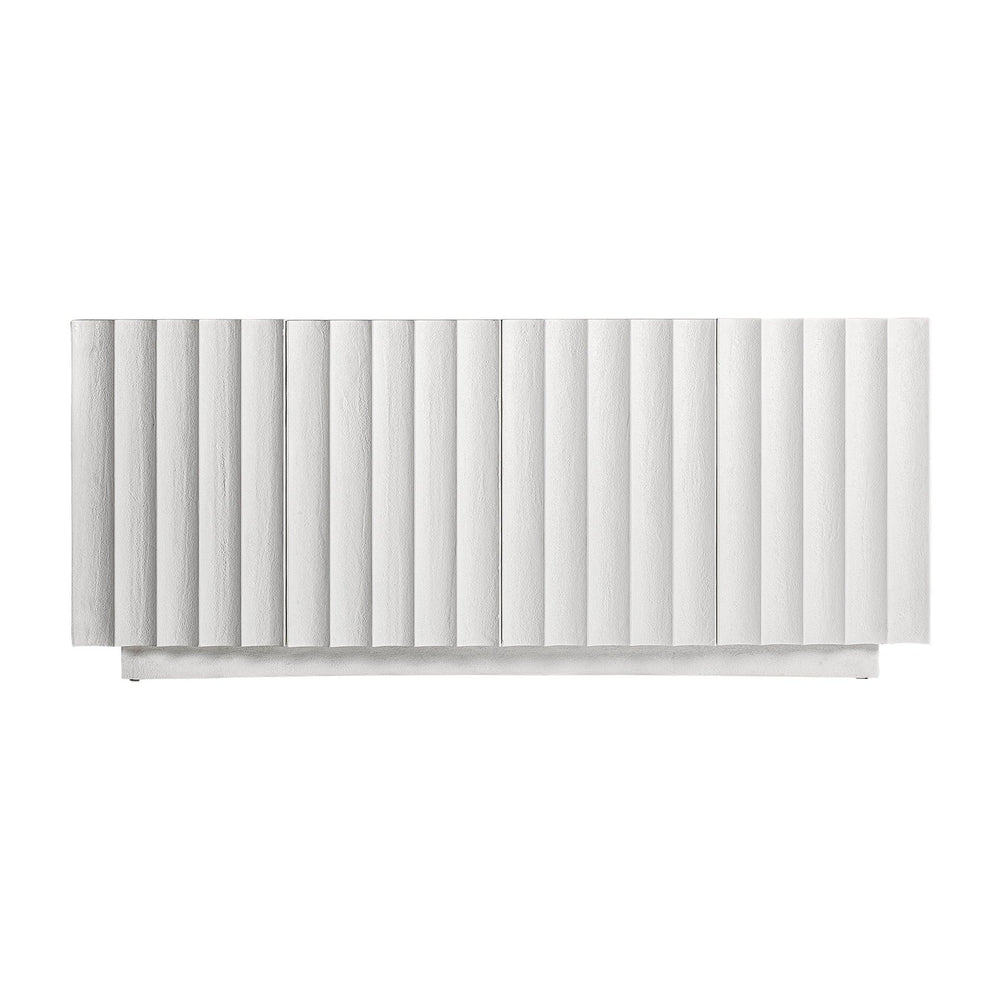 Attic Solid Mango wood Sideboard with 4 Door in White Wash Finish
