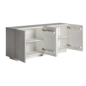 Attic Solid Mango wood Sideboard with 4 Door in White Wash Finish